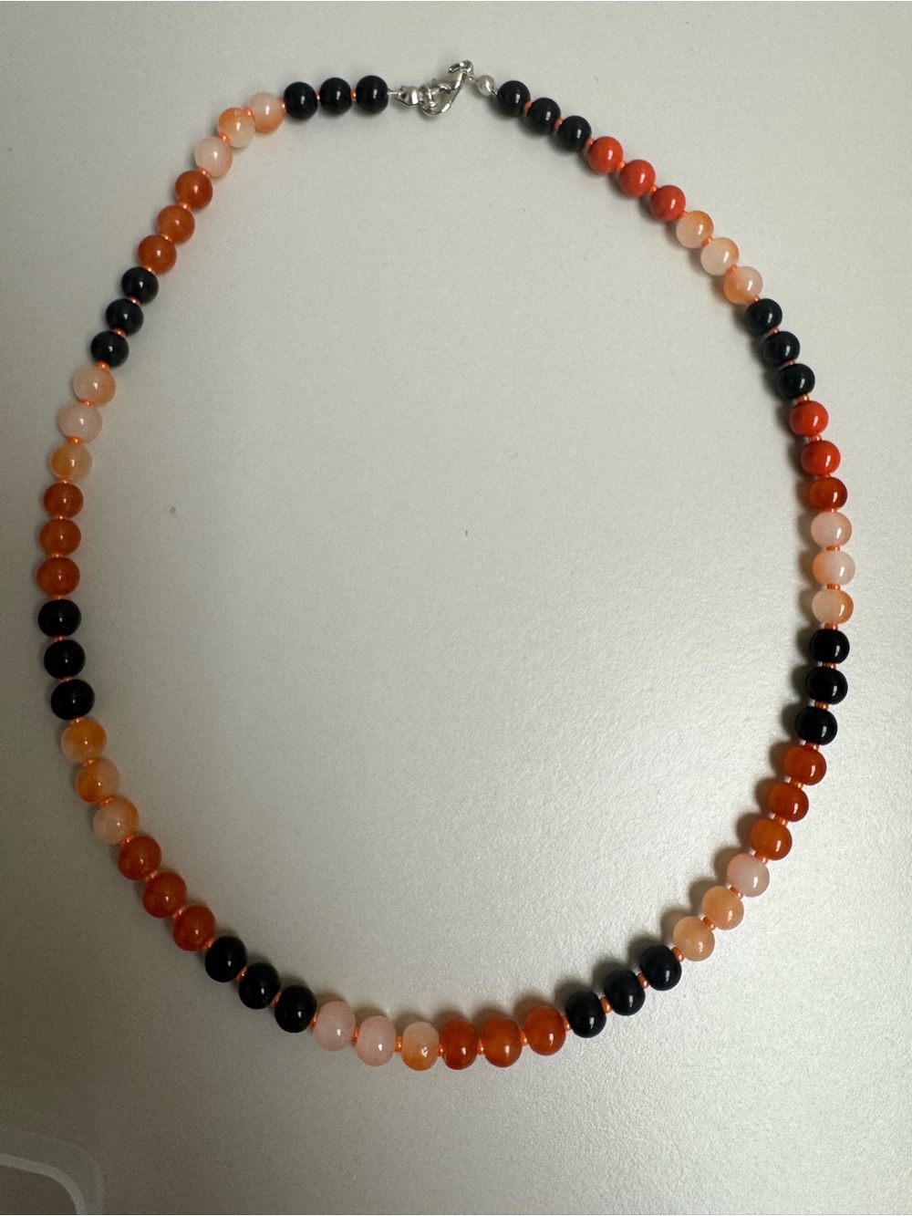Handcrafted Orange & Black Beaded Halloween Necklace - Women Jewelry